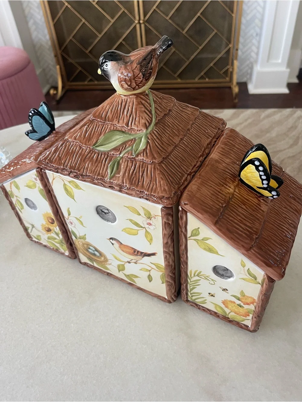 Nesting Garden by Susan Winget Cracker Barrel Canister Set Birdhouse Cookie Jar